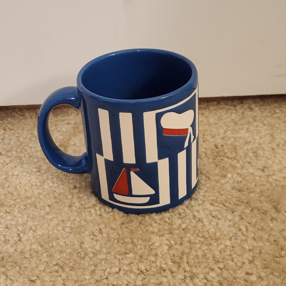 Waechtersbach Blue White Striped Sailor Boat Beach Mug Germany